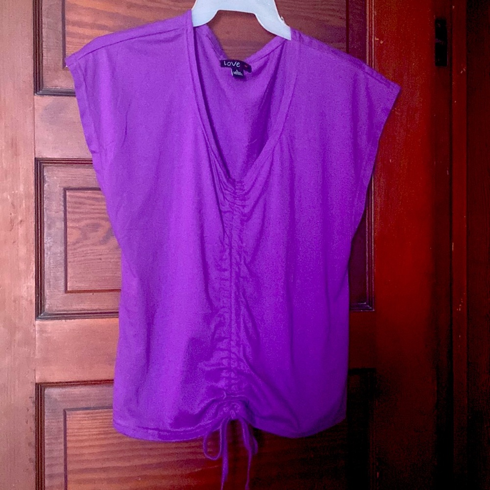 Love brand Large Purple fancy (Tshirt material). tie up in front